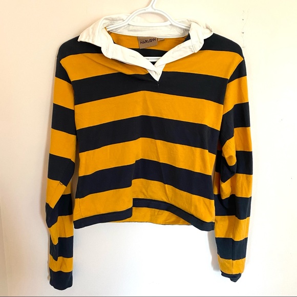 Harlow Navy and Mustard Collared Long Sleeve XS - Picture 5 of 7